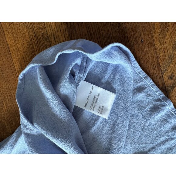 Womens Top M Powder Blue Bell Sleeve Crochet Lace Detail Tie Front - Picture 6 of 8